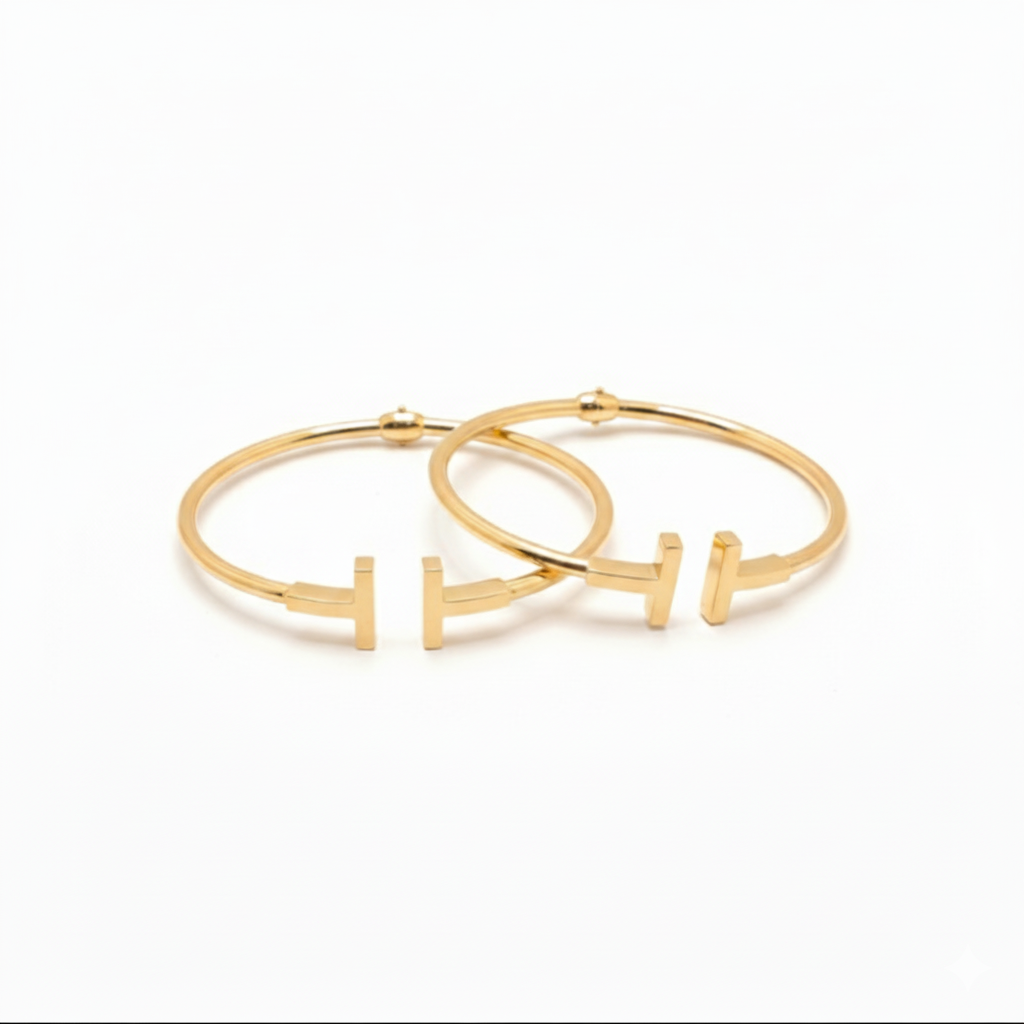 18K Solid Gold Axis Bangle