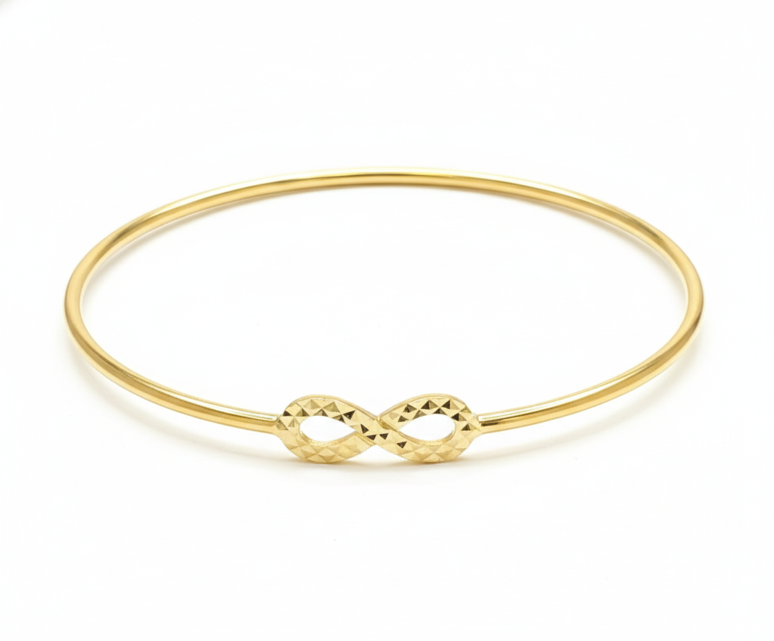 18K Solid Gold Infinity Bangle