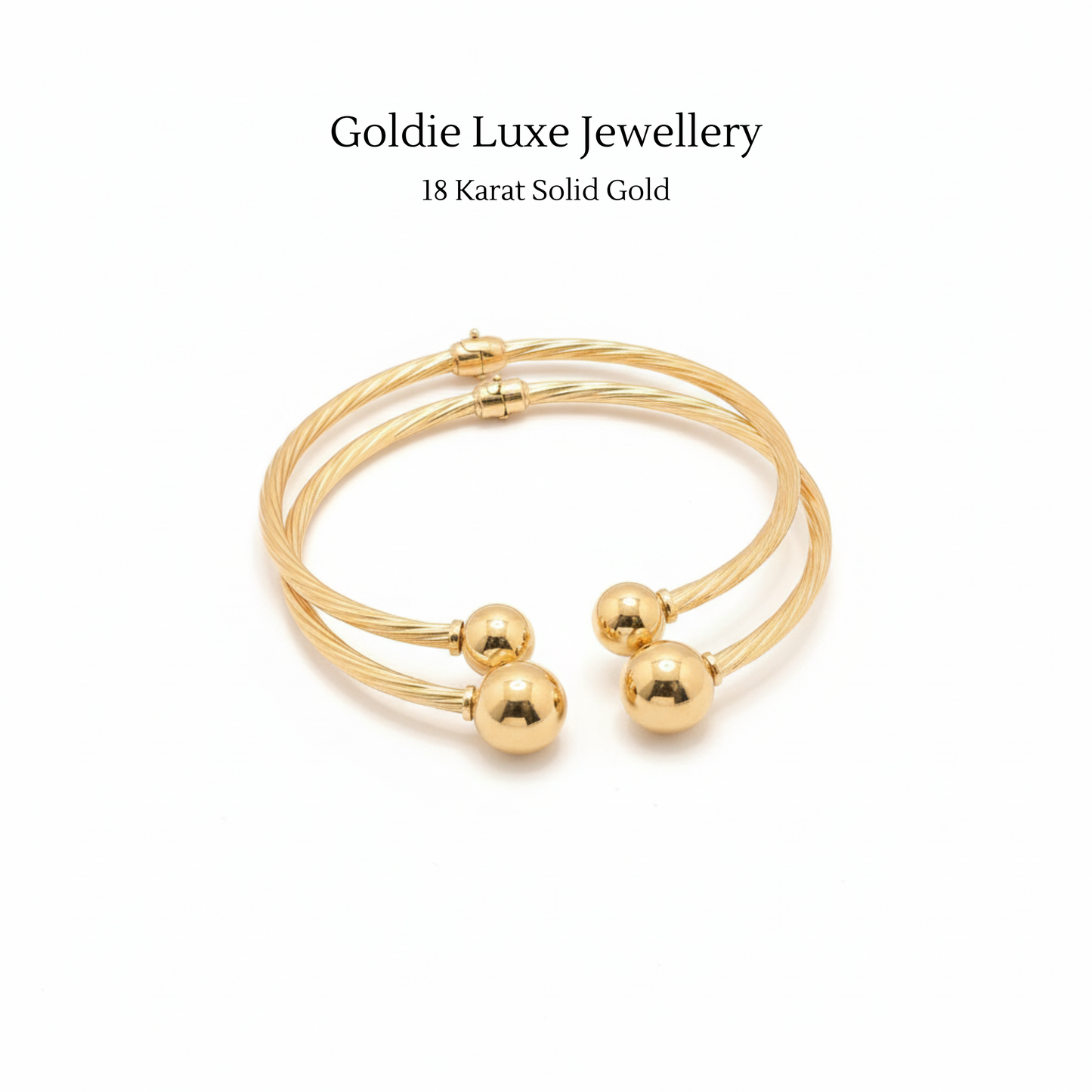 18K Solid Gold Solstice Sphere Cuffs