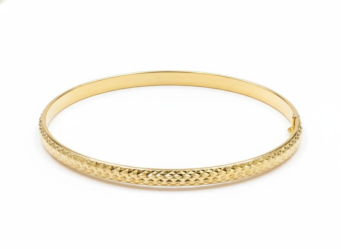 18K Solid Gold Fancy Diacut Bangle