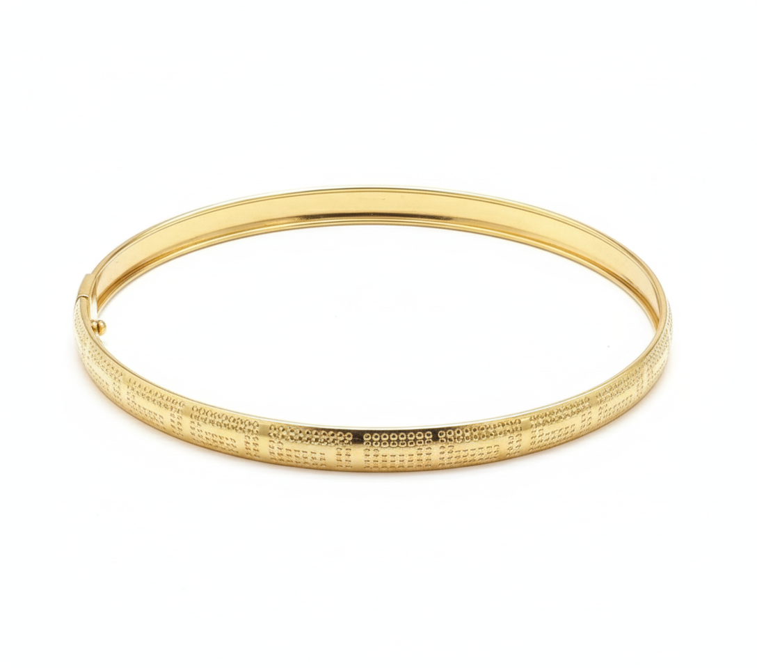 18K Solid Gold Greek Bangle