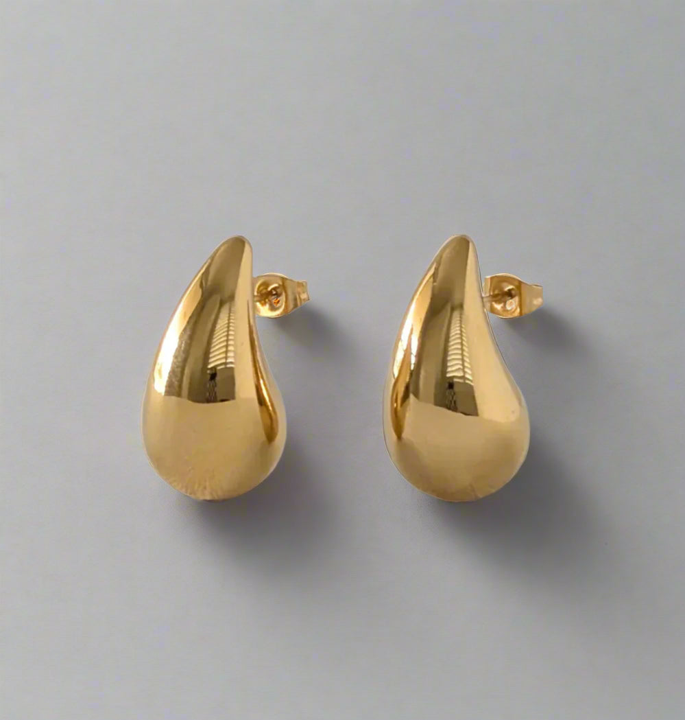 18K Solid Gold Teardrop Earrings