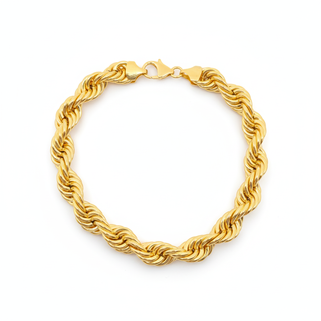 18K Solid Gold Twisted Rope Bracelet