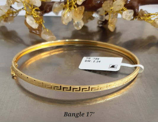 18K Solid Gold Greek Design Bangle