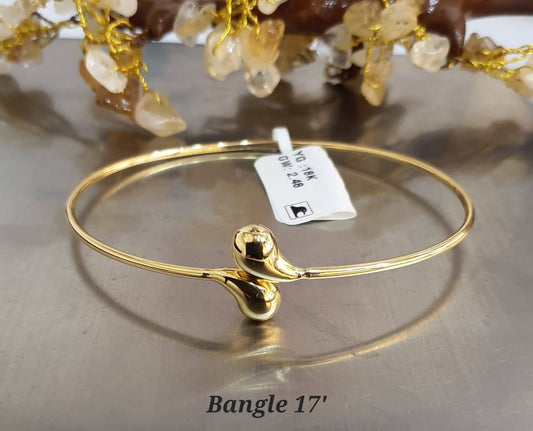 18K Solid Gold Teardrop Bangle
