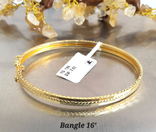 18K Solid Gold Diacut Bangle