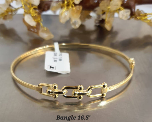 18K Solid Gold Paperclip Bangle