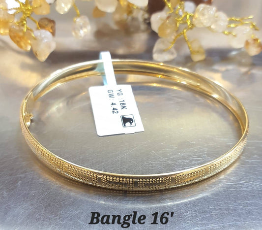 18K Solid Gold Geometric Bangle