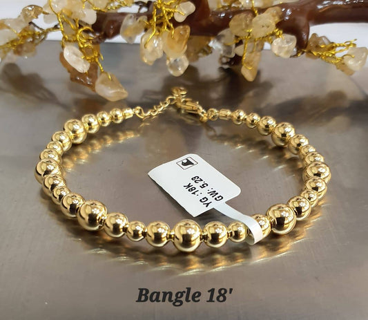18K Solid Gold Classic Beaded Bracelet with Clasp