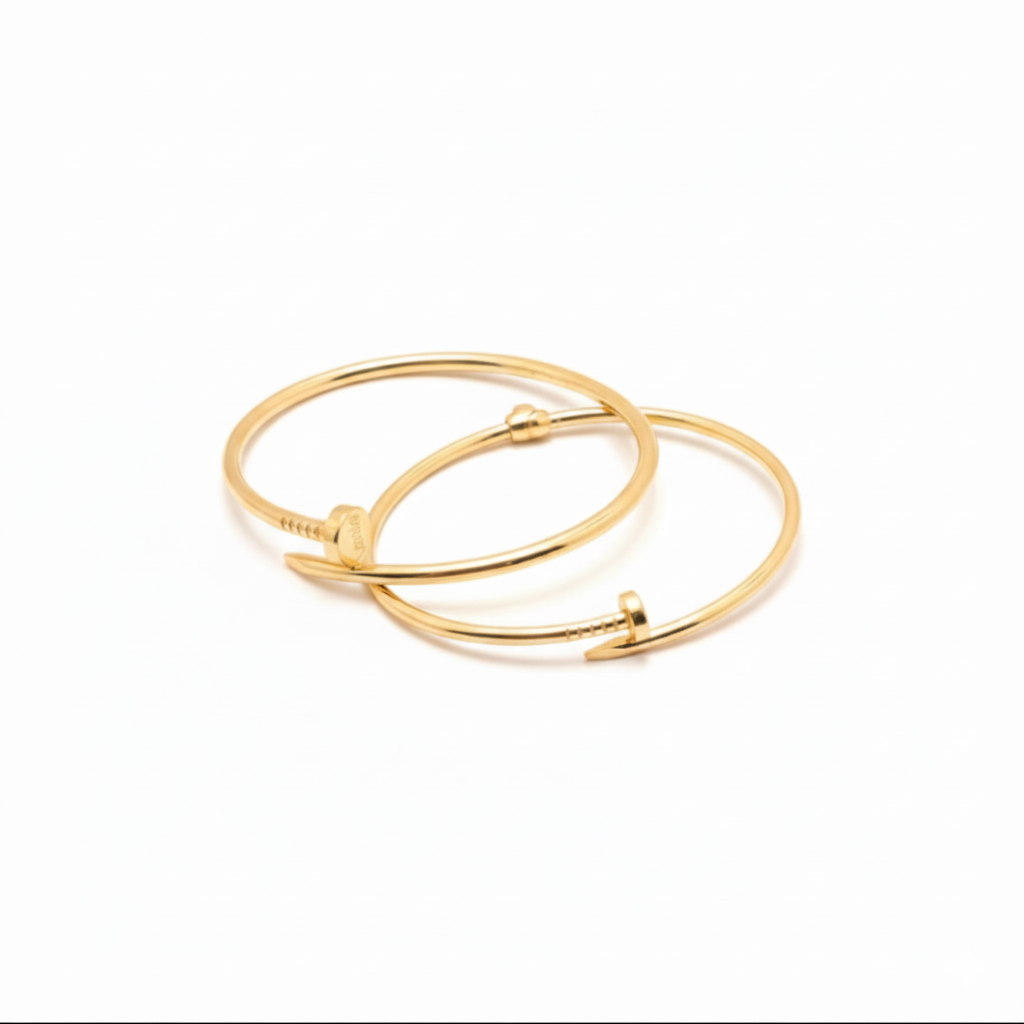18K Solid Gold Nail Bangle
