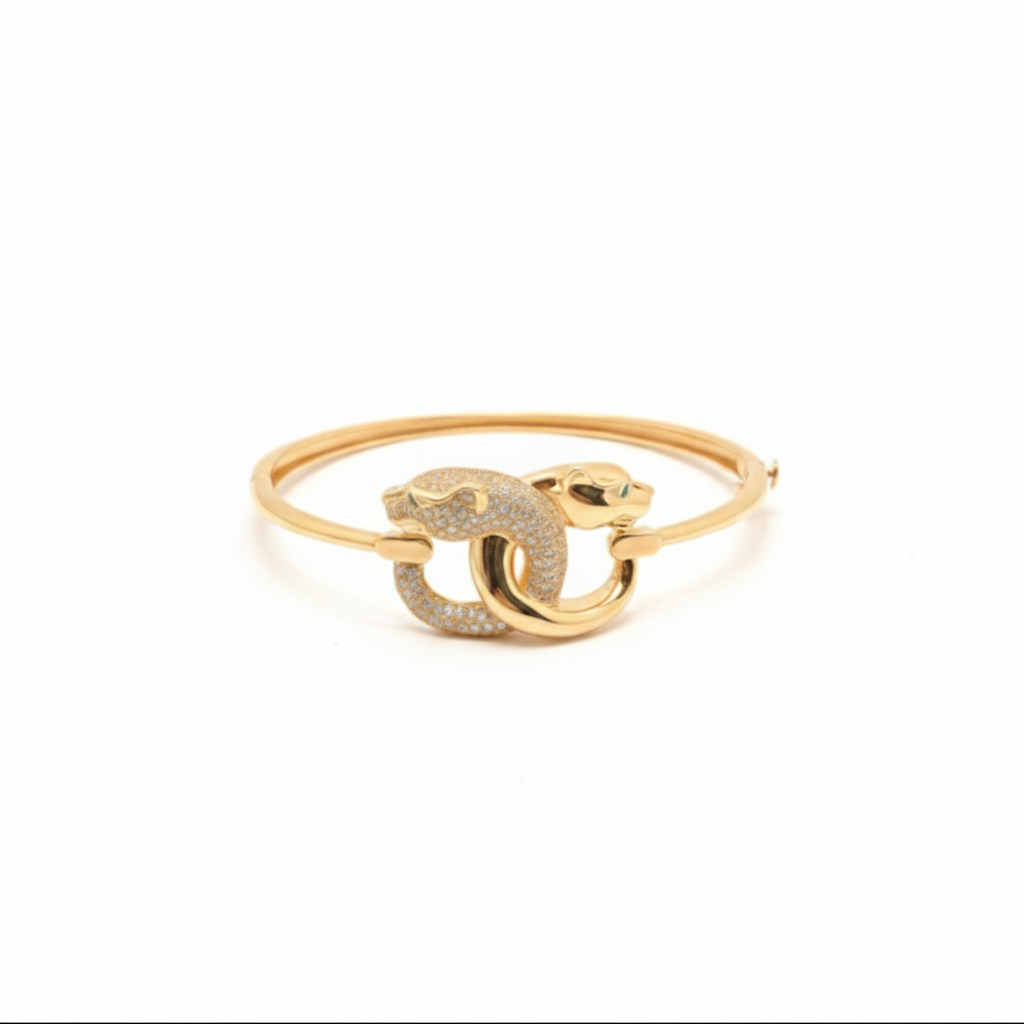 18K Solid Gold Panthera Embrace Bangle