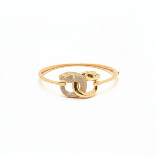 18K Solid Gold Panthera Embrace Bangle