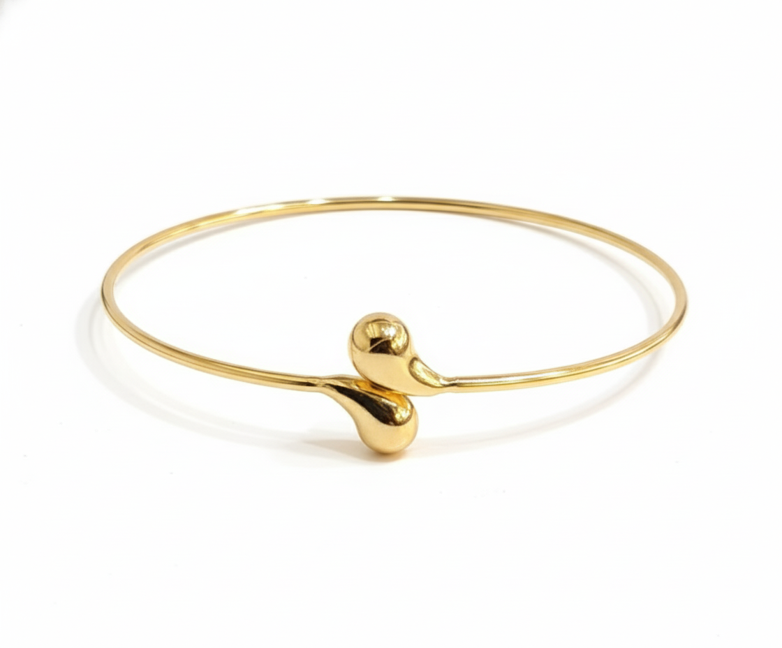 18K Solid Gold Teardrop Bangle