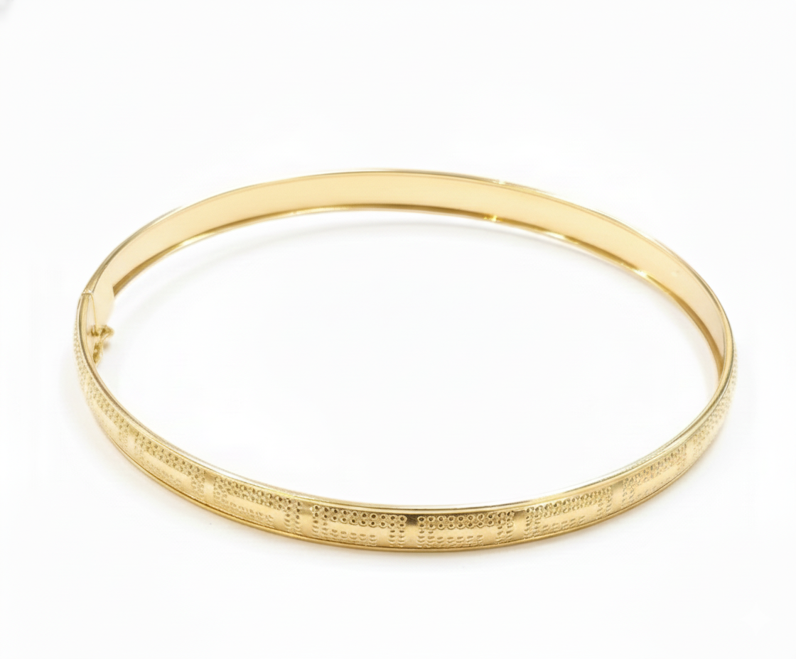 18K Solid Gold Geometric Bangle