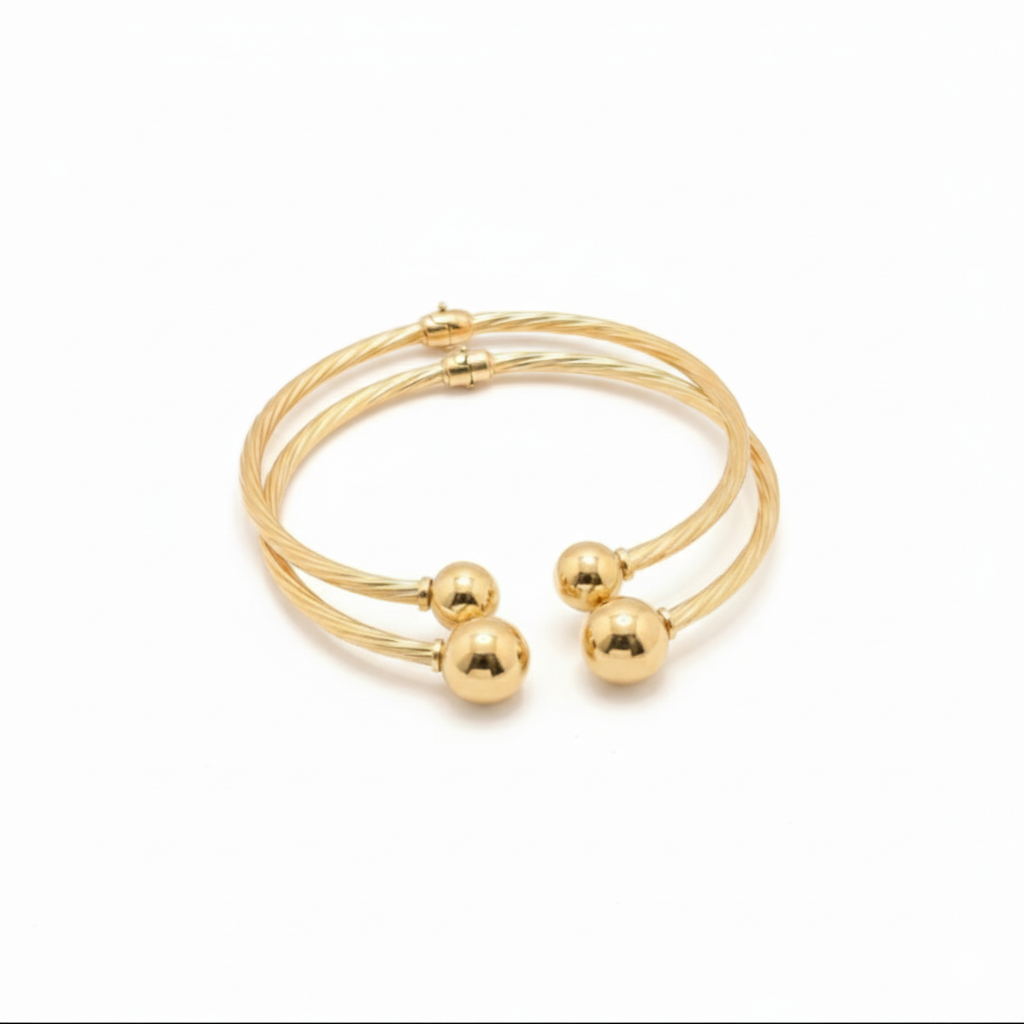 18K Solid Gold Solstice Sphere Cuffs