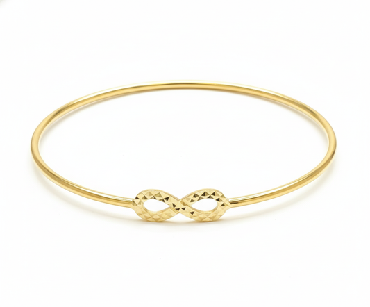 18K Solid Gold Infinity Bangle