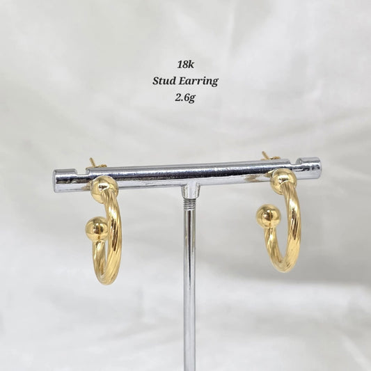 18K Half Hoop Stud Earrings