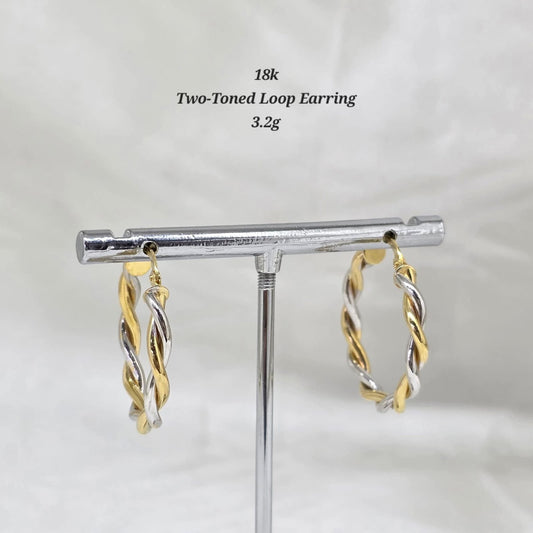 18K Two-Toned Hoop Earrings