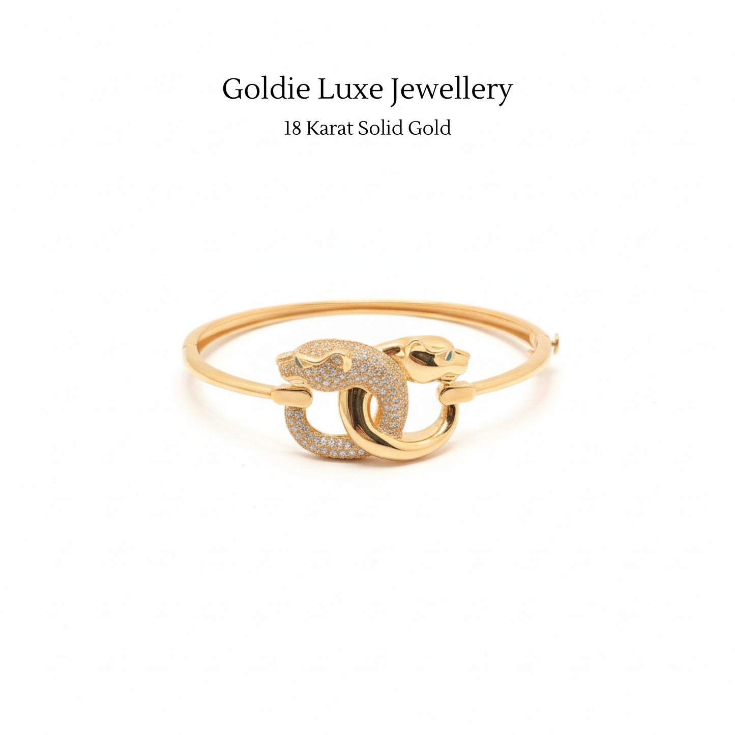 18K Solid Gold Panthera Embrace Bangle