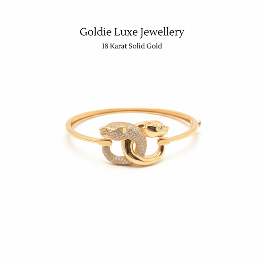 18K Solid Gold Panthera Embrace Bangle