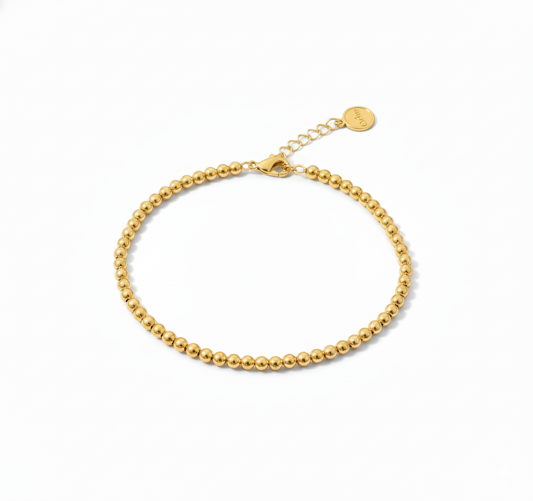 18K Solid Gold Beaded Bracelet