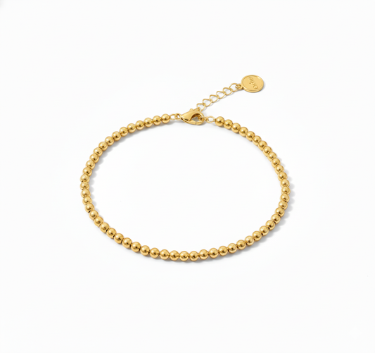 18K Solid Gold Beaded Bracelet