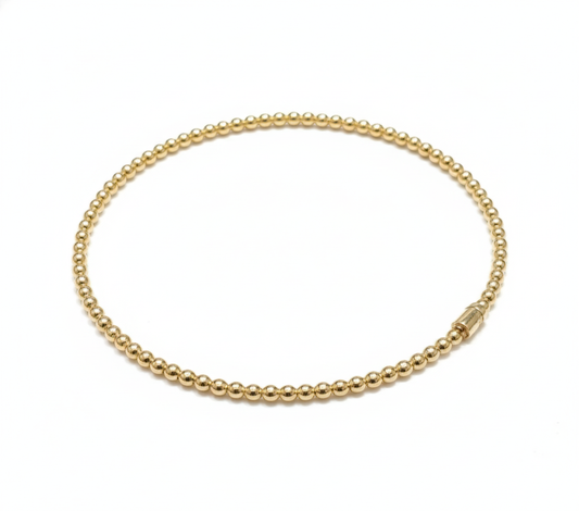 18K Solid Gold Beaded Bangle