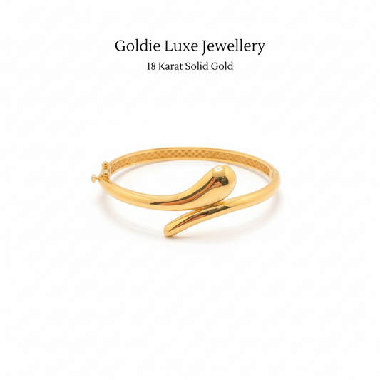 18K Solid Gold Aura Drop Bangle