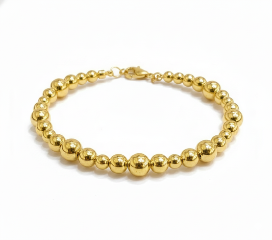 18K Solid Gold Classic Beaded Bracelet