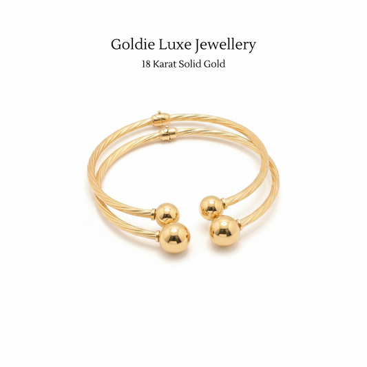 18K Solid Gold Solstice Sphere Cuffs