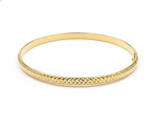 18K Solid Gold Fancy Diacut Bangle