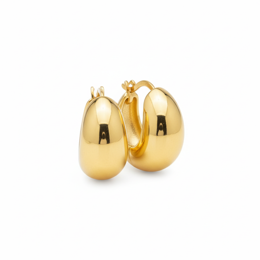 18K Solid Gold Dome Earrings