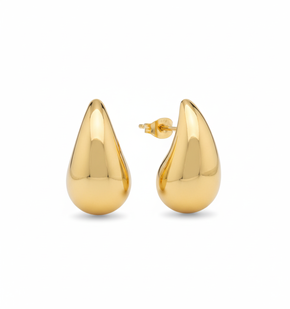 18K Solid Gold Teardrop Earrings