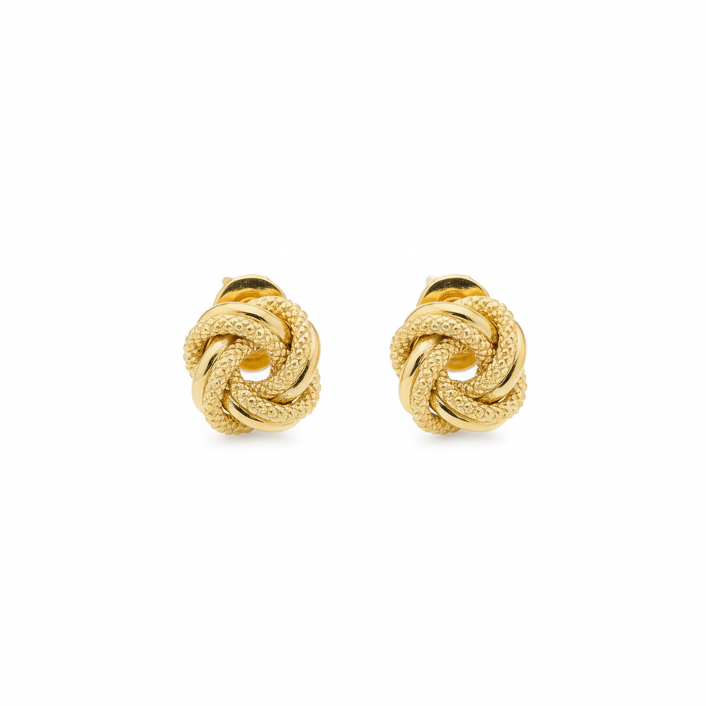 18K Solid Gold Knot Stud Earrings