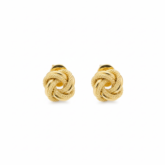 18K Solid Gold Knot Stud Earrings