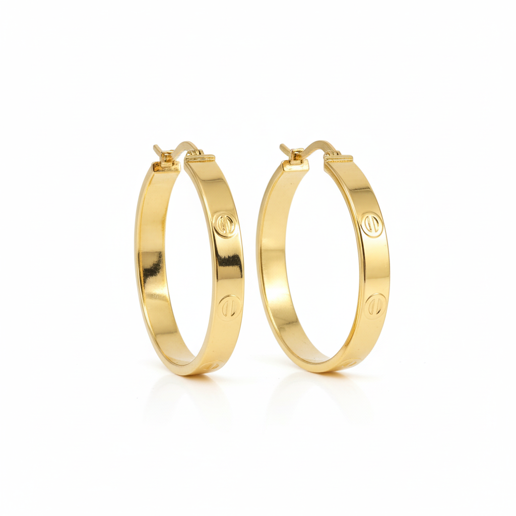 18K Solid Gold Love Loop Earrings