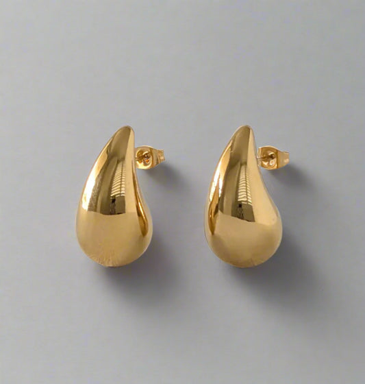 18K Solid Gold Teardrop Earrings
