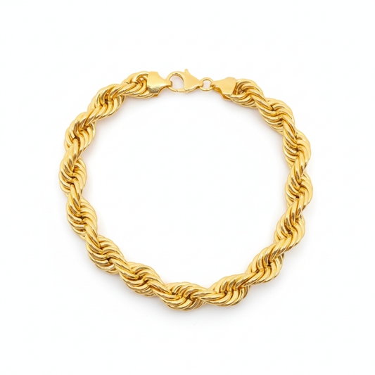 18K Solid Gold Twisted Rope Bracelet